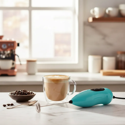 Batidor Espumador Eléctrico para Café y Bebidas - Color Azul