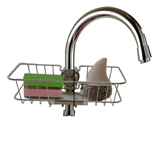 Estante Organizador para Grifo: Esponja y Jabón en Acero Inoxidable