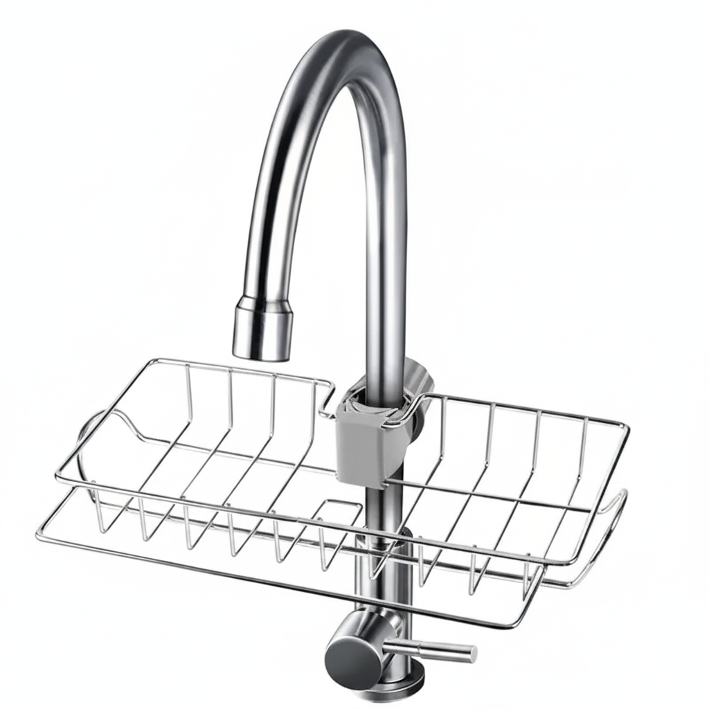 Estante Organizador para Grifo: Esponja y Jabón en Acero Inoxidable