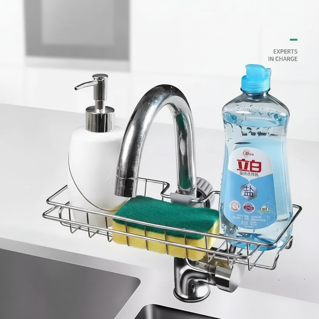 Estante Organizador para Grifo: Esponja y Jabón en Acero Inoxidable