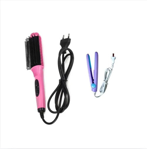 Cepillo Alisador Rizador Peine Eléctrico Multifuncional 110V + mini planchita (obsequio)