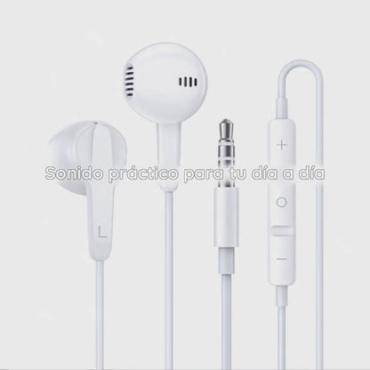 Audífonos Alámbricos 3.5 mm con Micrófono y Control de Volumen – 1,2 m