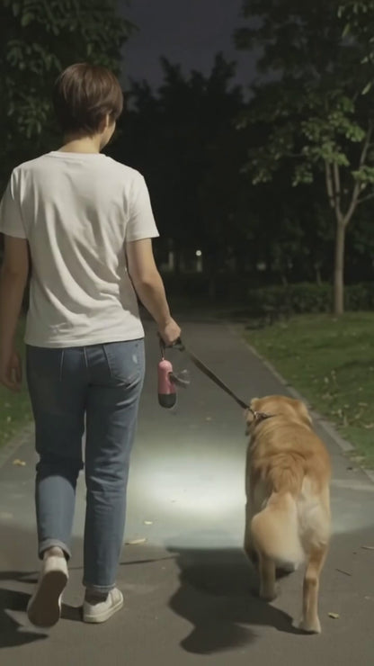 Dispensador Portátil De Bolsas Para Paseo De Perros con linterna